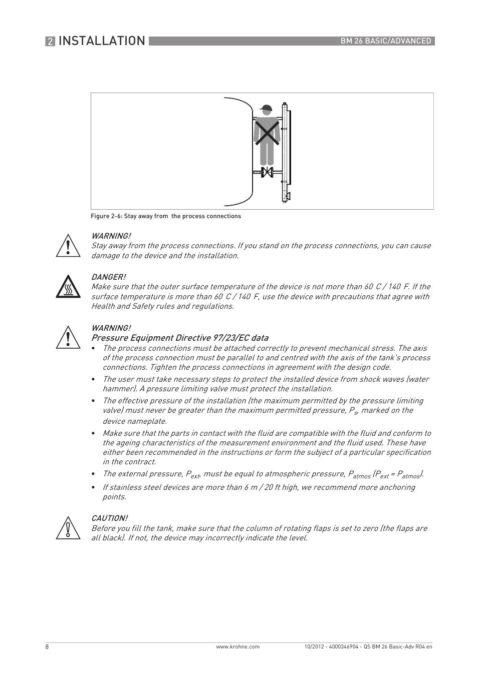 Installation | KROHNE BM 26 BASIC_ADVANCED Quickstart EN User Manual | Page 8 / 32