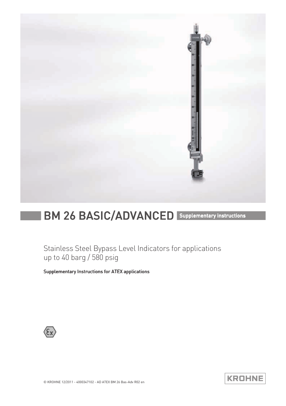 KROHNE BM 26 BASIC-ADVANCED ATEX EN User Manual | 32 pages