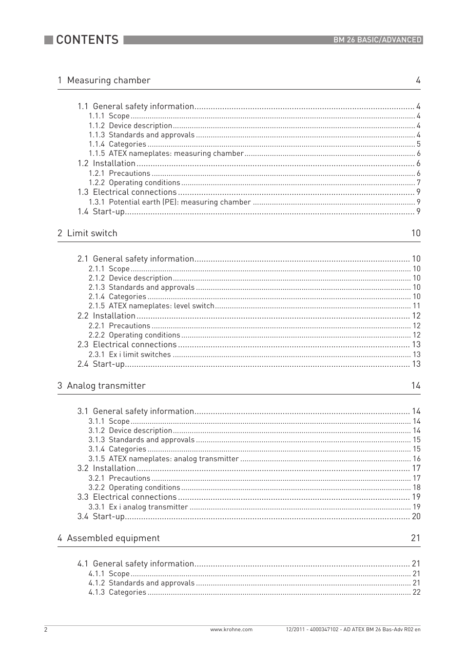 KROHNE BM 26 BASIC-ADVANCED ATEX EN User Manual | Page 2 / 32