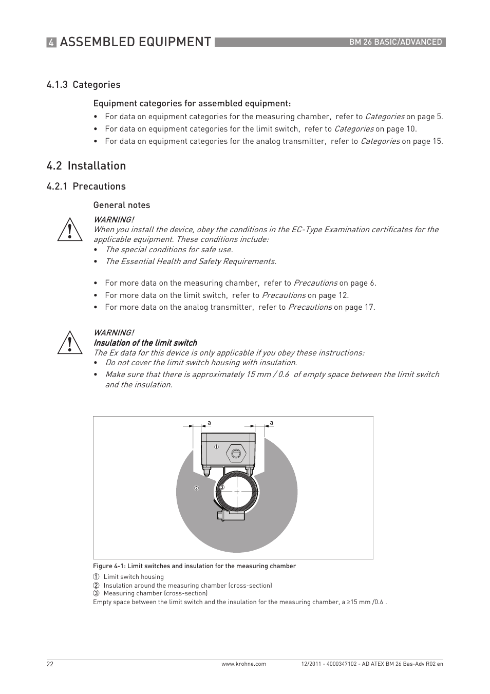 Assembled equipment, 2 installation | KROHNE BM 26 BASIC-ADVANCED ATEX EN User Manual | Page 22 / 32