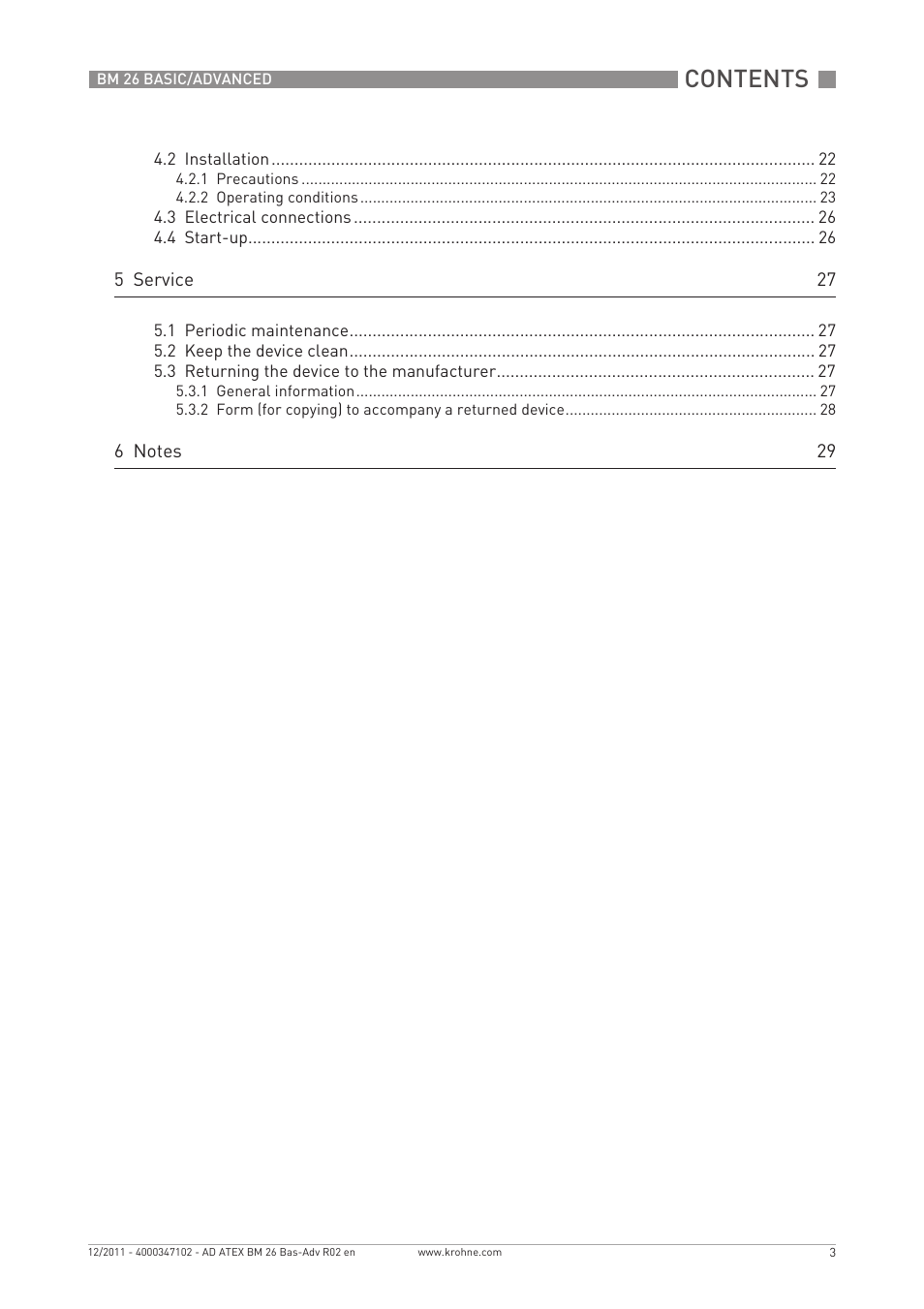 KROHNE BM 26 BASIC-ADVANCED ATEX EN User Manual | Page 3 / 32