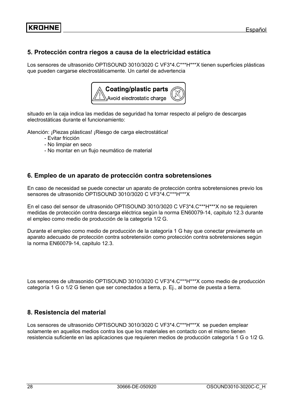 KROHNE OPTISOUND 3010-3020 Ex DE User Manual | Page 28 / 32