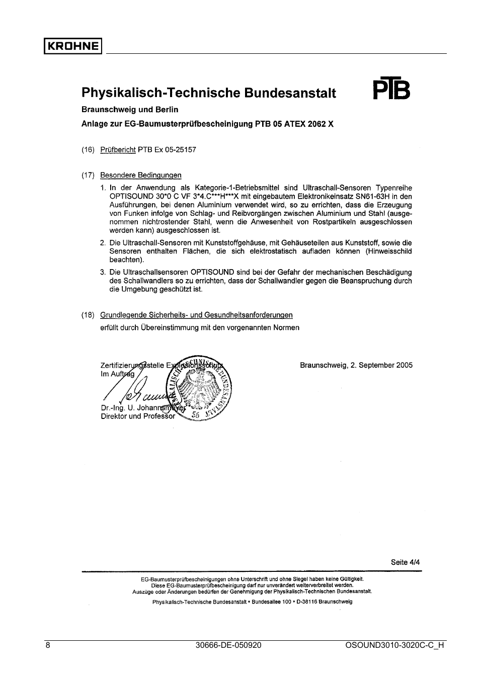 KROHNE OPTISOUND 3010-3020 Ex DE User Manual | Page 8 / 32