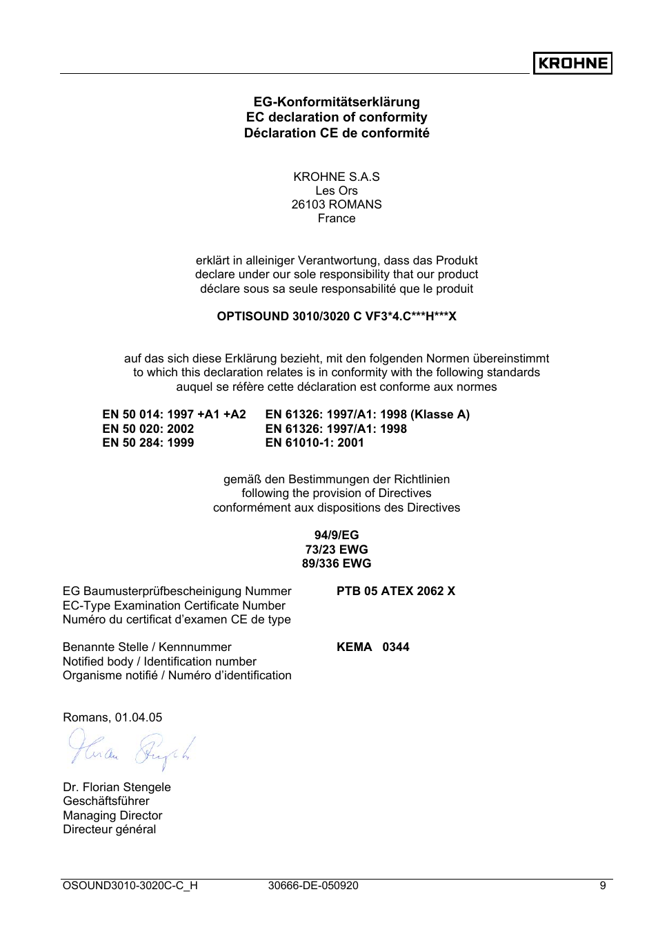 KROHNE OPTISOUND 3010-3020 Ex DE User Manual | Page 9 / 32