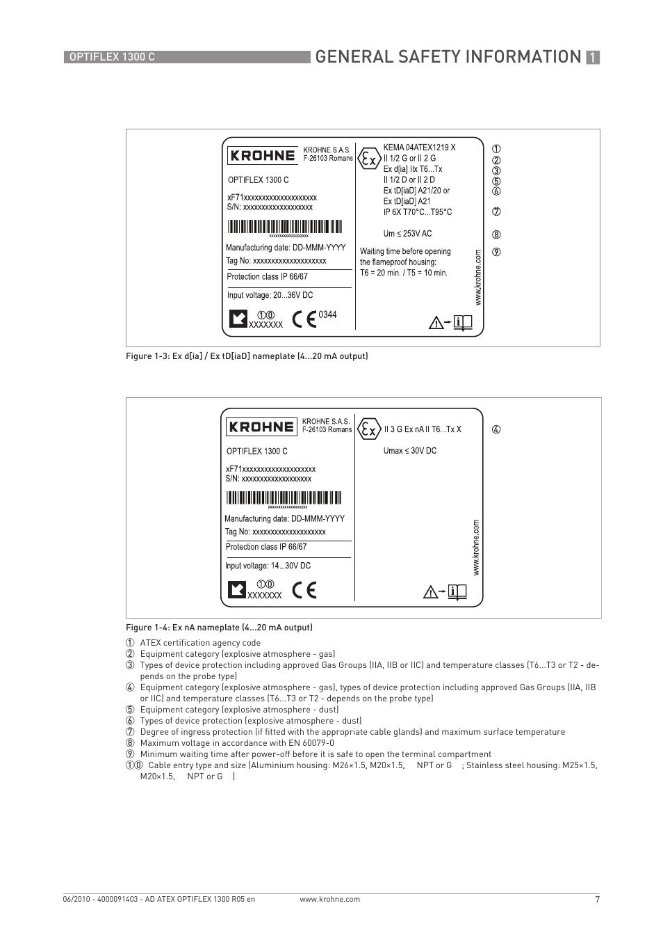 General safety information | KROHNE OPTIFLEX 1300C ATEX EN User Manual | Page 7 / 24