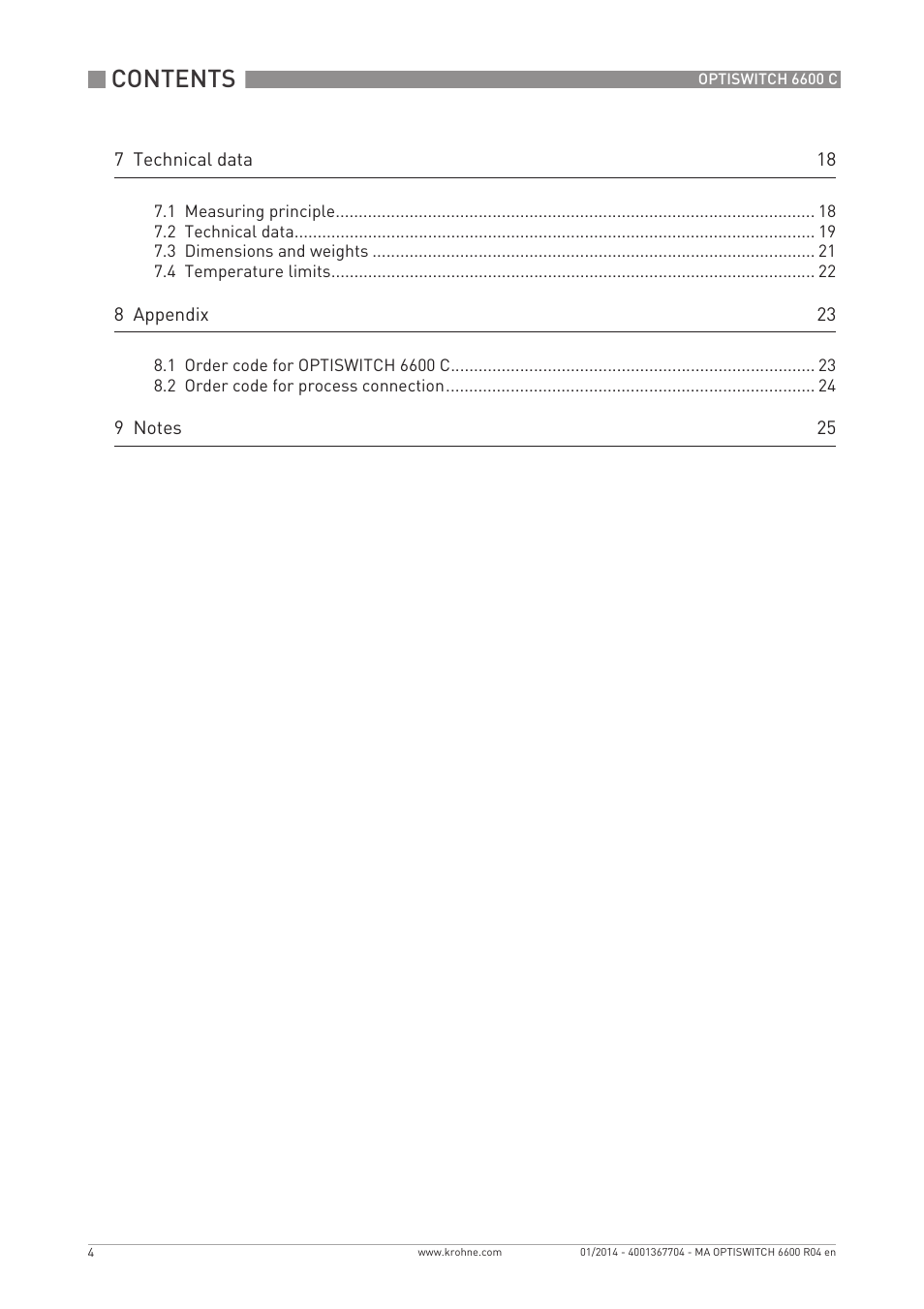 KROHNE OPTISWITCH 6600 C EN User Manual | Page 4 / 28