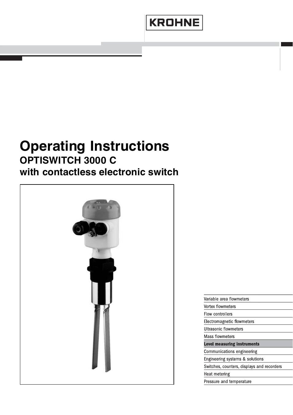 KROHNE OPTISWITCH 3000C Contactless EN User Manual | 32 pages