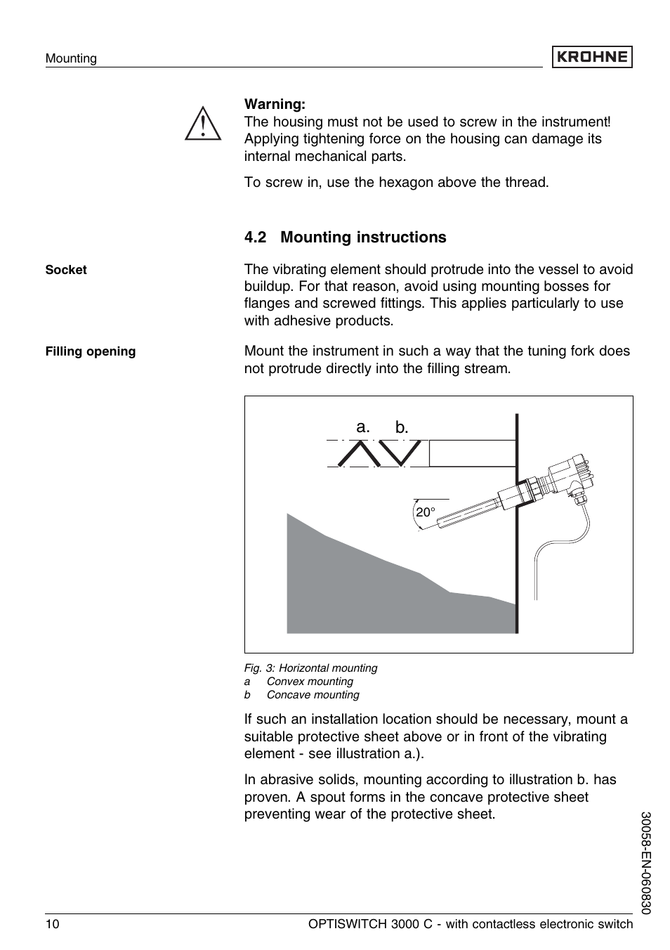 2 mounting instructions, A. b | KROHNE OPTISWITCH 3000C Contactless EN User Manual | Page 10 / 32