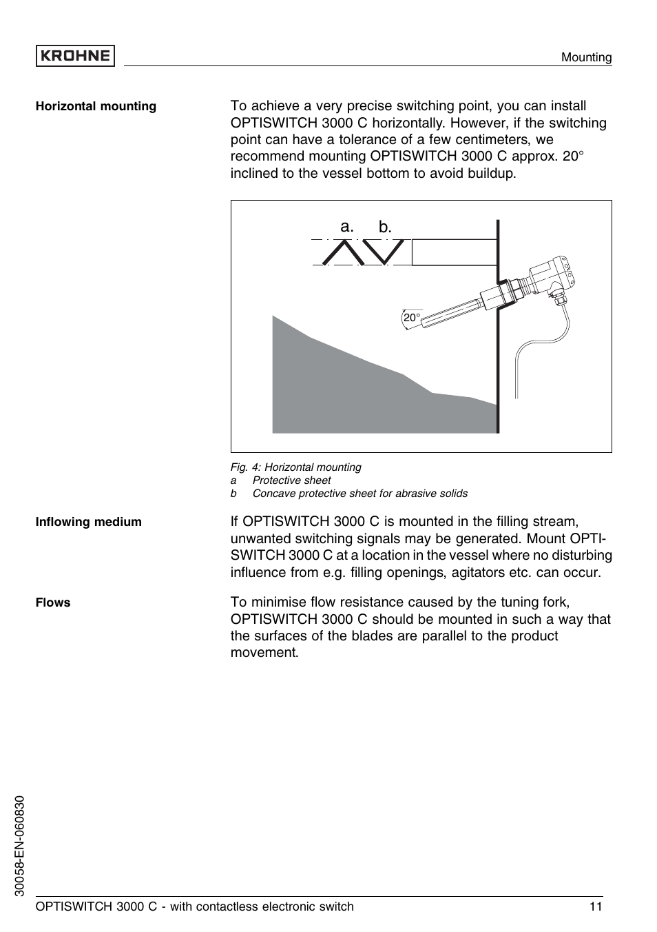 A. b | KROHNE OPTISWITCH 3000C Contactless EN User Manual | Page 11 / 32