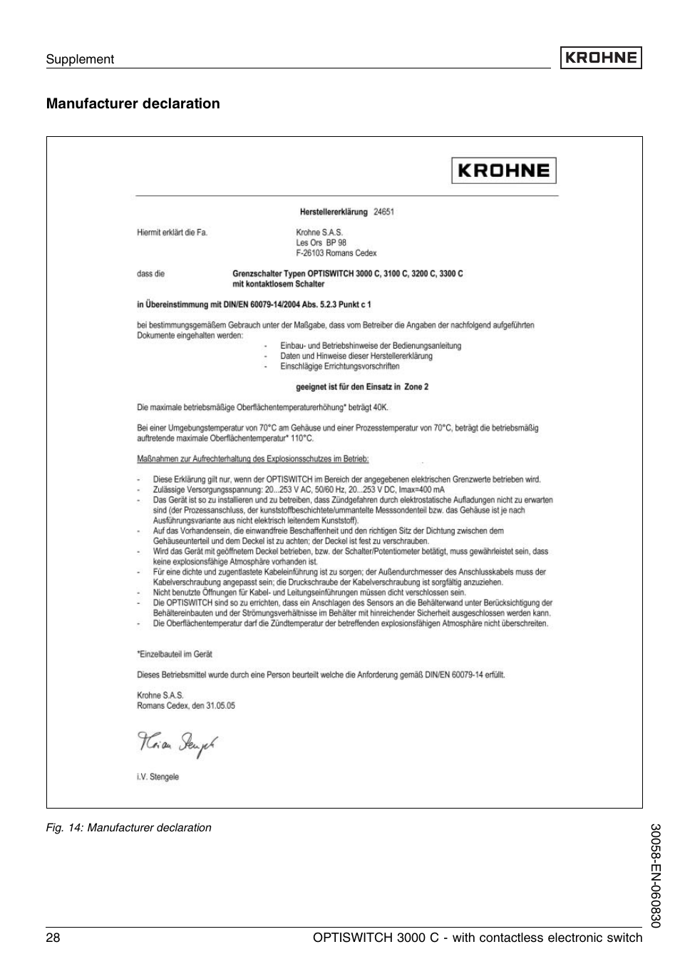 KROHNE OPTISWITCH 3000C Contactless EN User Manual | Page 28 / 32
