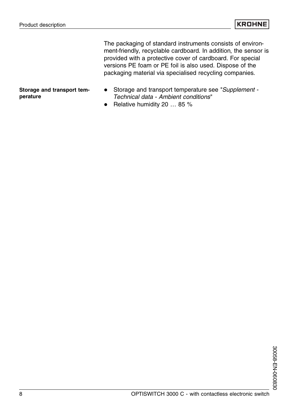 KROHNE OPTISWITCH 3000C Contactless EN User Manual | Page 8 / 32