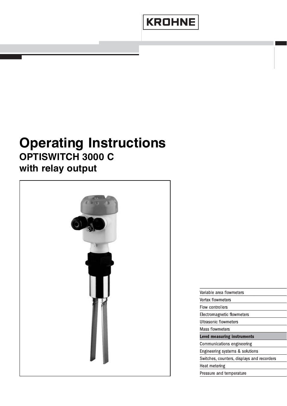 KROHNE OPTISWITCH 3000C Relay EN User Manual | 32 pages