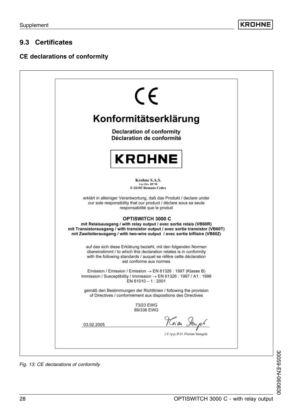 3 certificates, 3 certiﬁcates | KROHNE OPTISWITCH 3000C Relay EN User Manual | Page 28 / 32