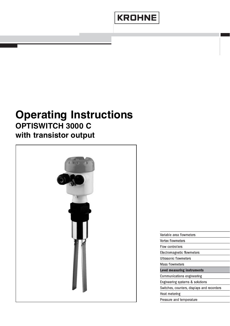 KROHNE OPTISWITCH 3000C Transistor EN User Manual | 32 pages