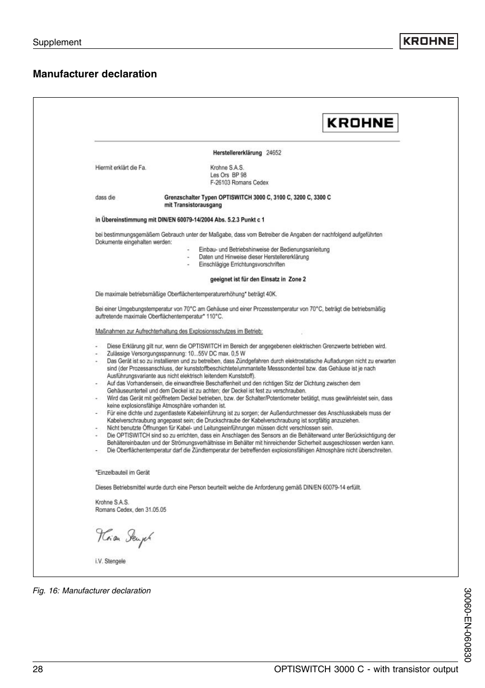 KROHNE OPTISWITCH 3000C Transistor EN User Manual | Page 28 / 32