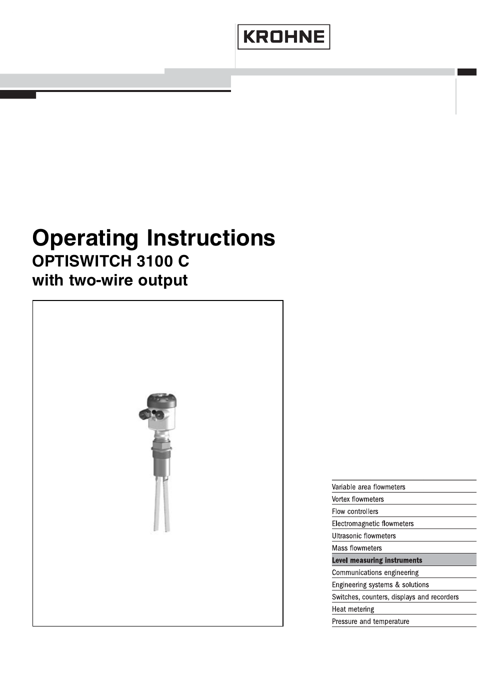 KROHNE OPTISWITCH 3100C 2wire EN User Manual | 36 pages