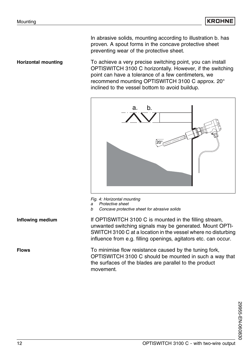 A. b | KROHNE OPTISWITCH 3100C 2wire EN User Manual | Page 12 / 36