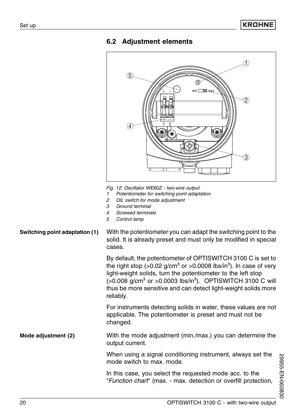 2 adjustment elements | KROHNE OPTISWITCH 3100C 2wire EN User Manual | Page 20 / 36