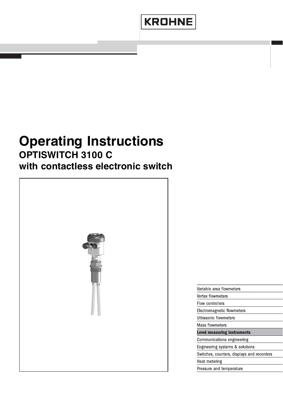 KROHNE OPTISWITCH 3100C Contactless EN User Manual | 32 pages