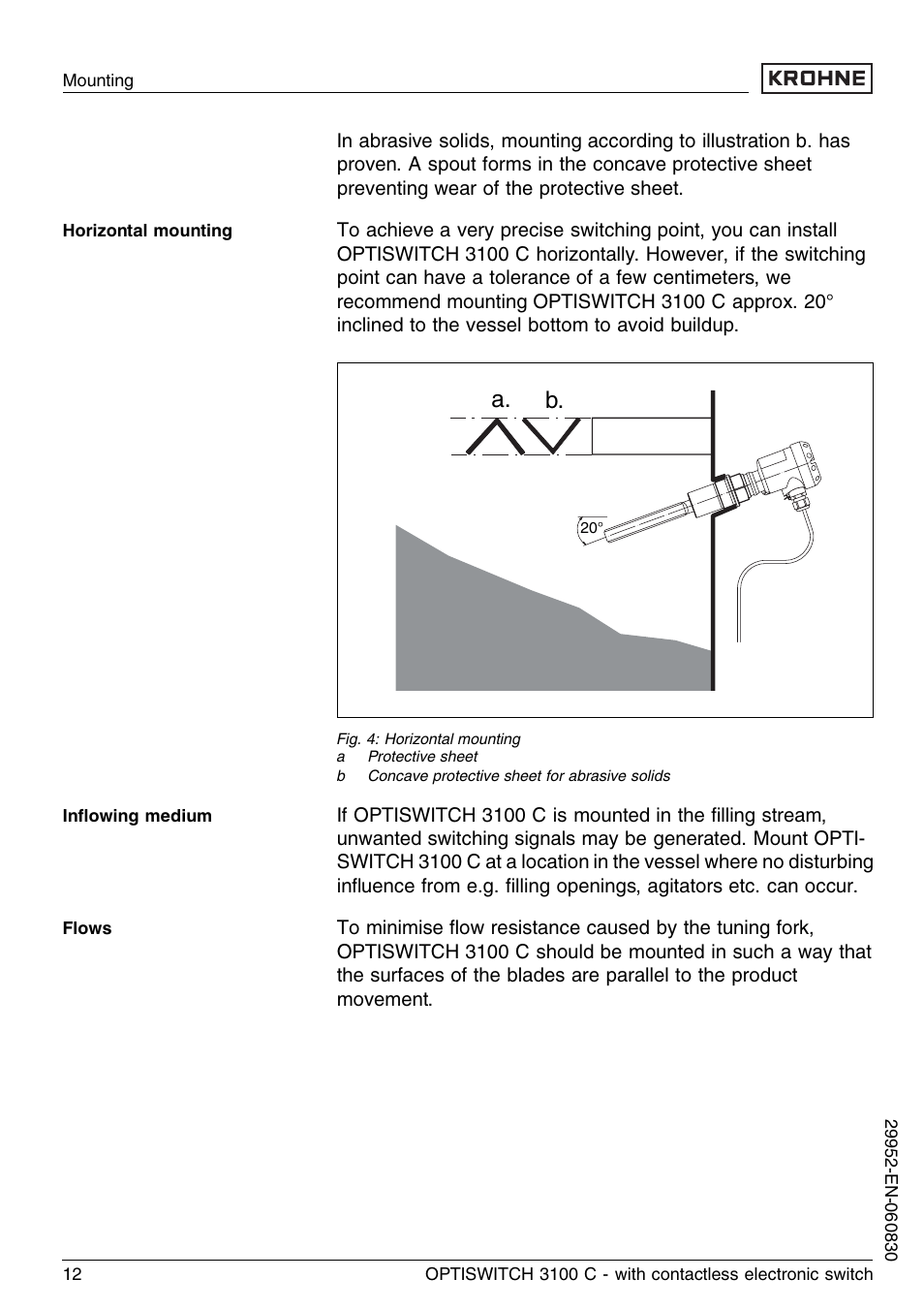 A. b | KROHNE OPTISWITCH 3100C Contactless EN User Manual | Page 12 / 32