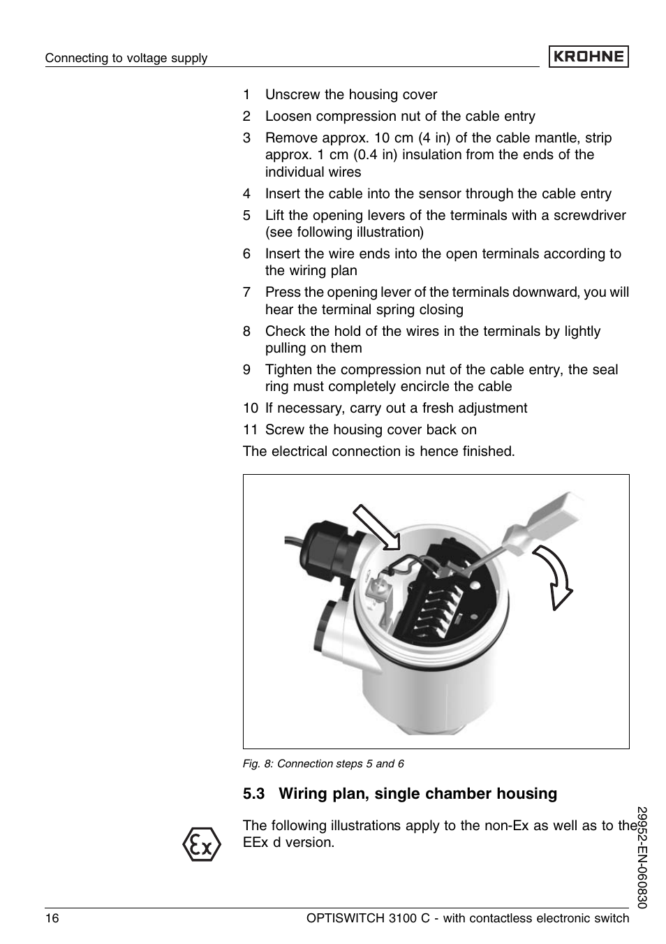 3 wiring plan, single chamber housing | KROHNE OPTISWITCH 3100C Contactless EN User Manual | Page 16 / 32