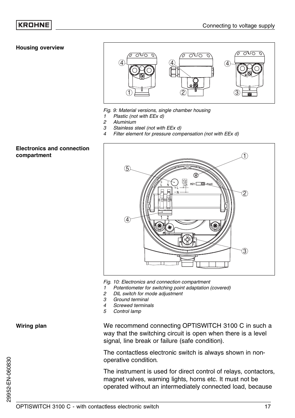 KROHNE OPTISWITCH 3100C Contactless EN User Manual | Page 17 / 32