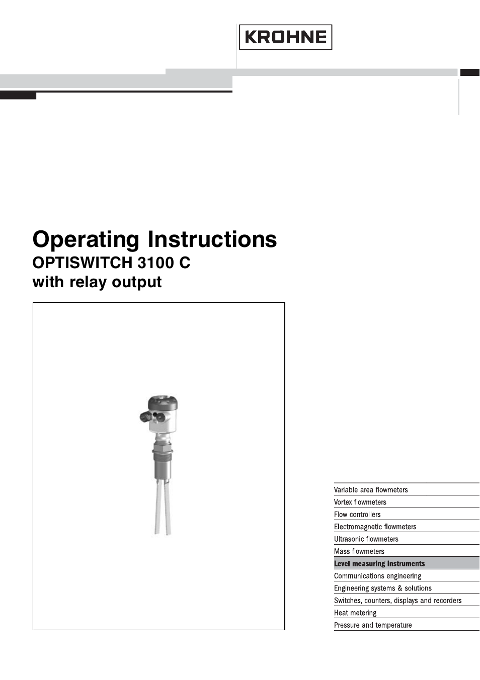 KROHNE OPTISWITCH 3100C Relay EN User Manual | 36 pages