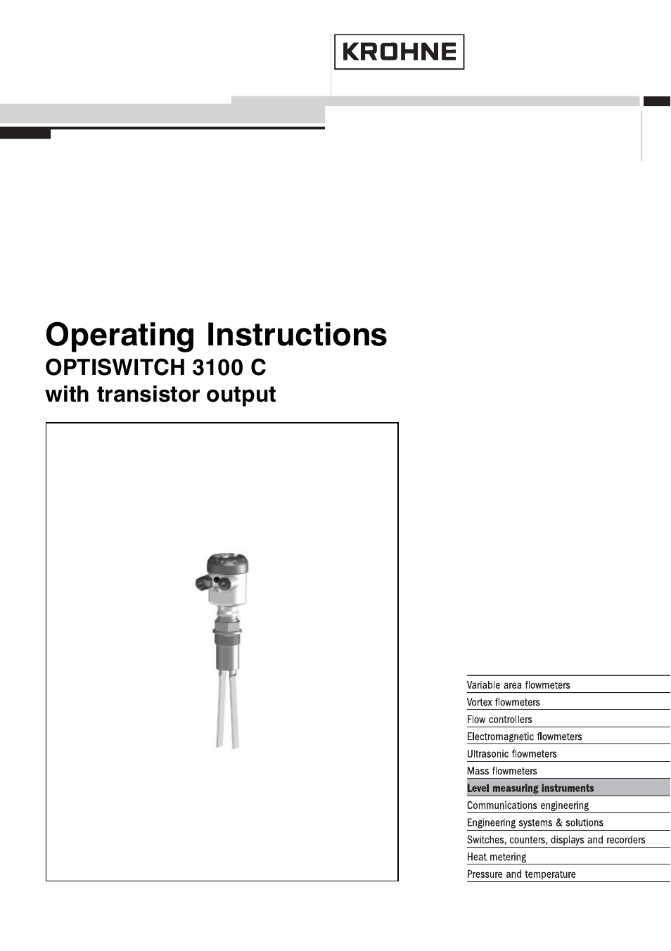 KROHNE OPTISWITCH 3100C Transistor EN User Manual | 32 pages