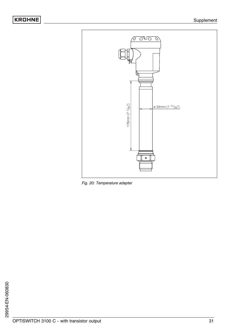 KROHNE OPTISWITCH 3100C Transistor EN User Manual | Page 31 / 32