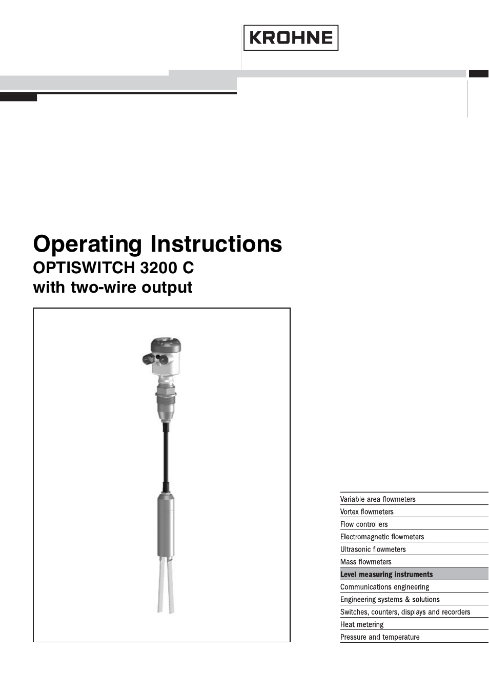 KROHNE OPTISWITCH 3200C 2wire EN User Manual | 36 pages