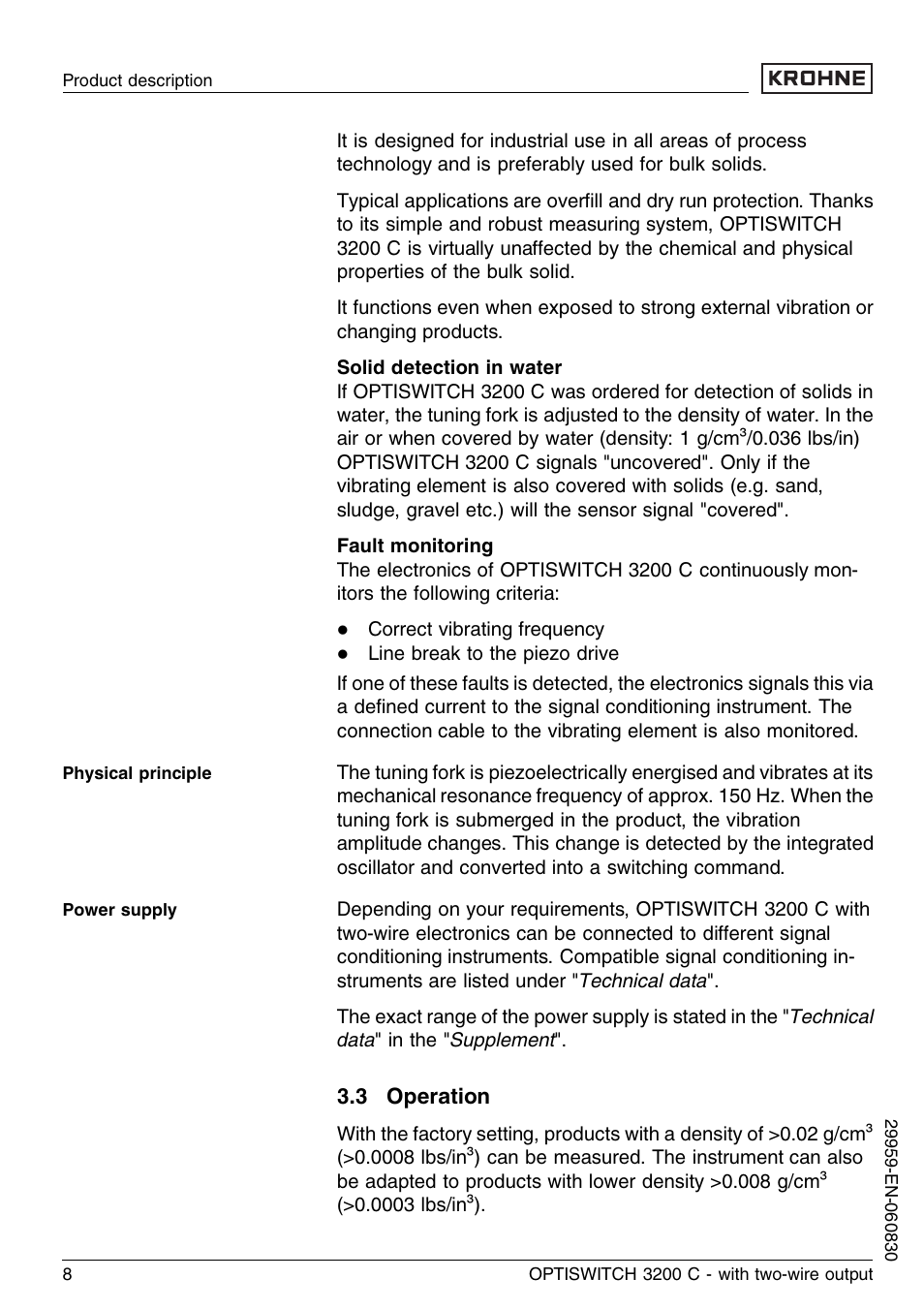 3 operation | KROHNE OPTISWITCH 3200C 2wire EN User Manual | Page 8 / 36