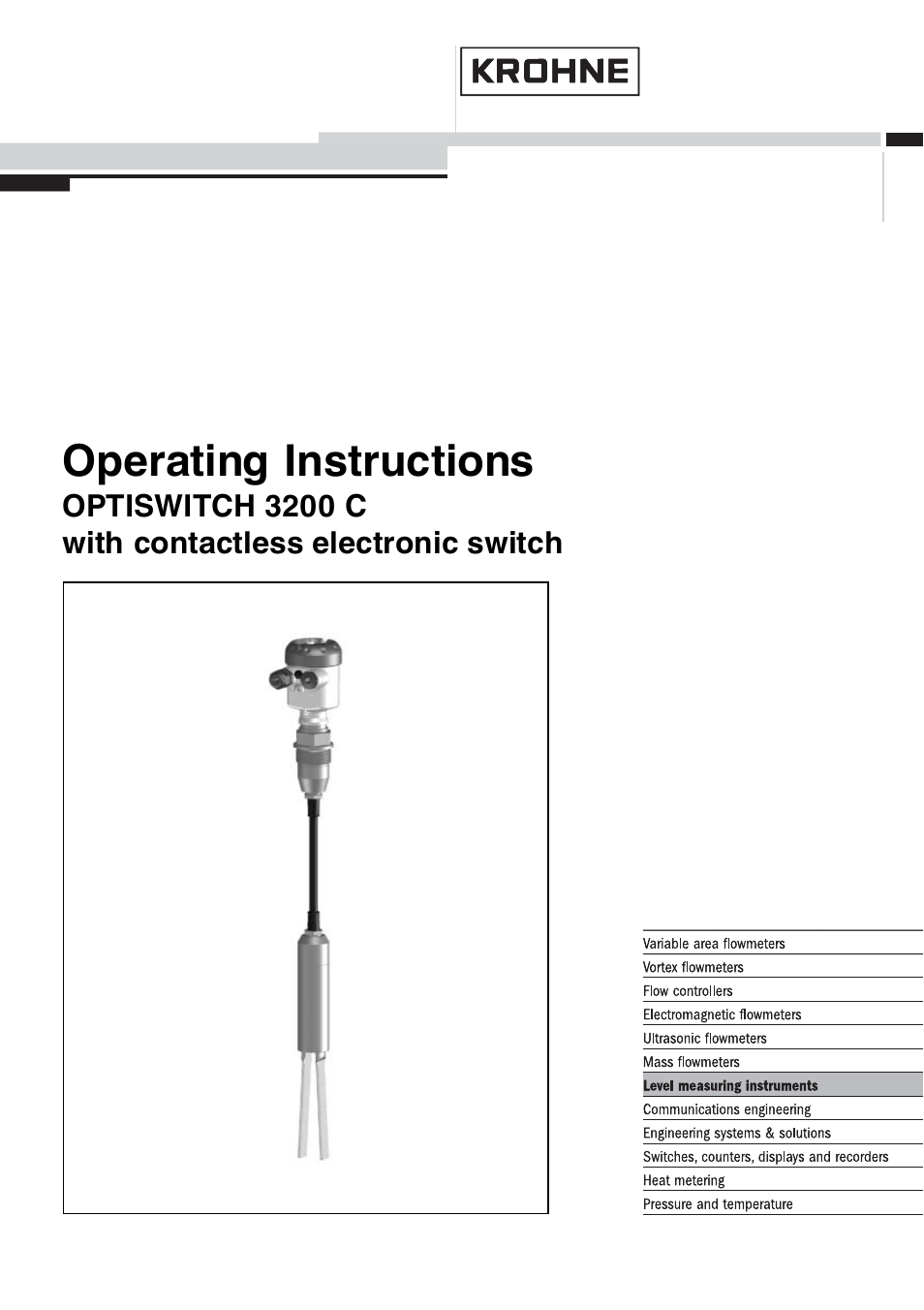 KROHNE OPTISWITCH 3200C Contactless EN User Manual | 36 pages