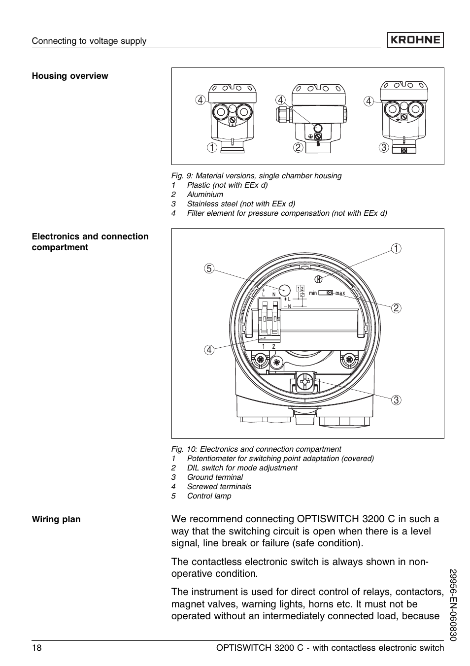 KROHNE OPTISWITCH 3200C Contactless EN User Manual | Page 18 / 36