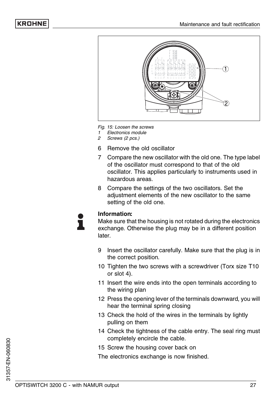 KROHNE OPTISWITCH 3200C NAMUR EN User Manual | Page 27 / 36
