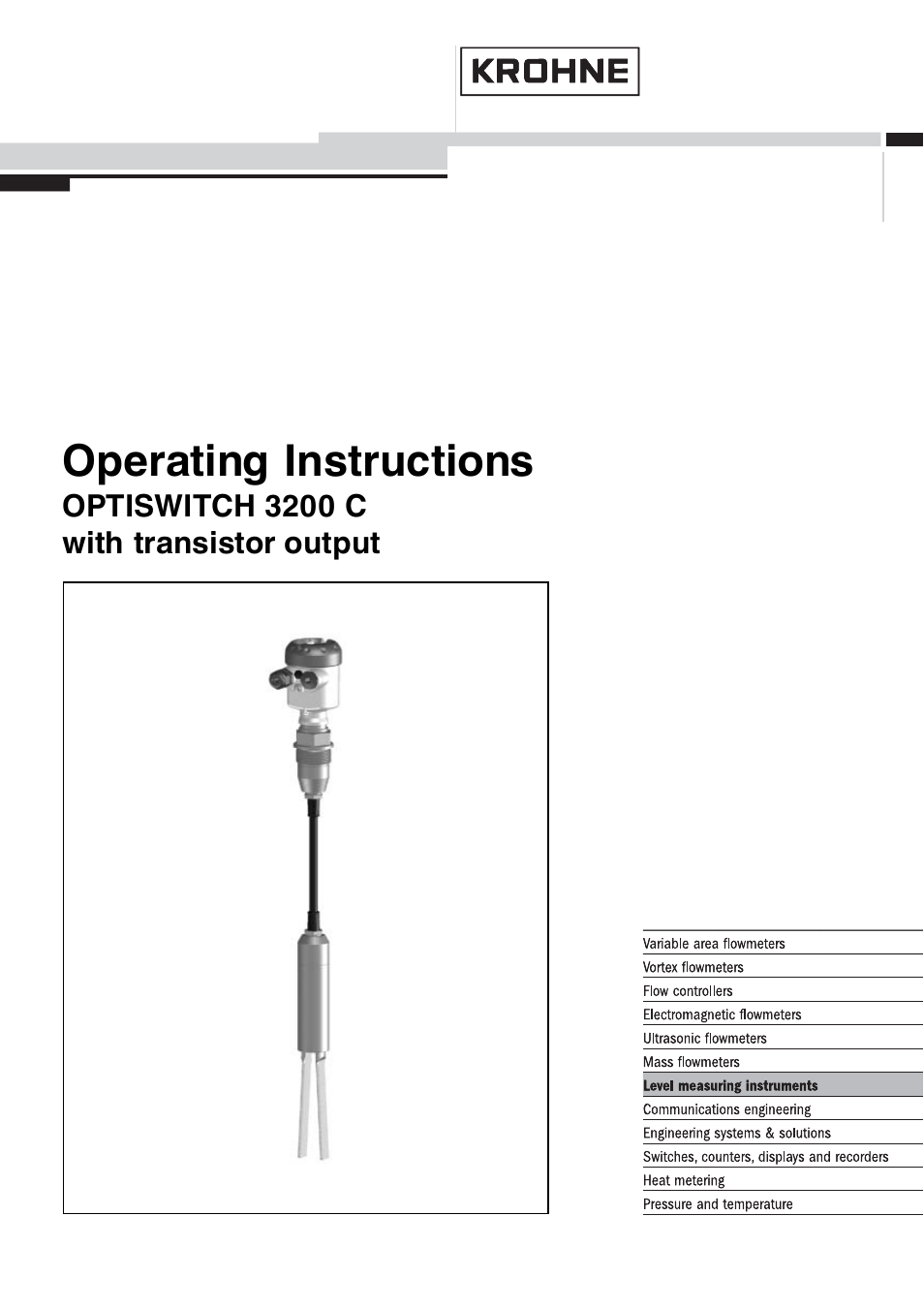 KROHNE OPTISWITCH 3200C Transistor EN User Manual | 36 pages