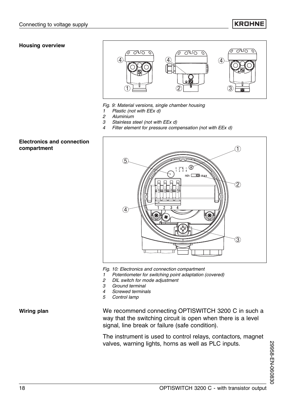 KROHNE OPTISWITCH 3200C Transistor EN User Manual | Page 18 / 36