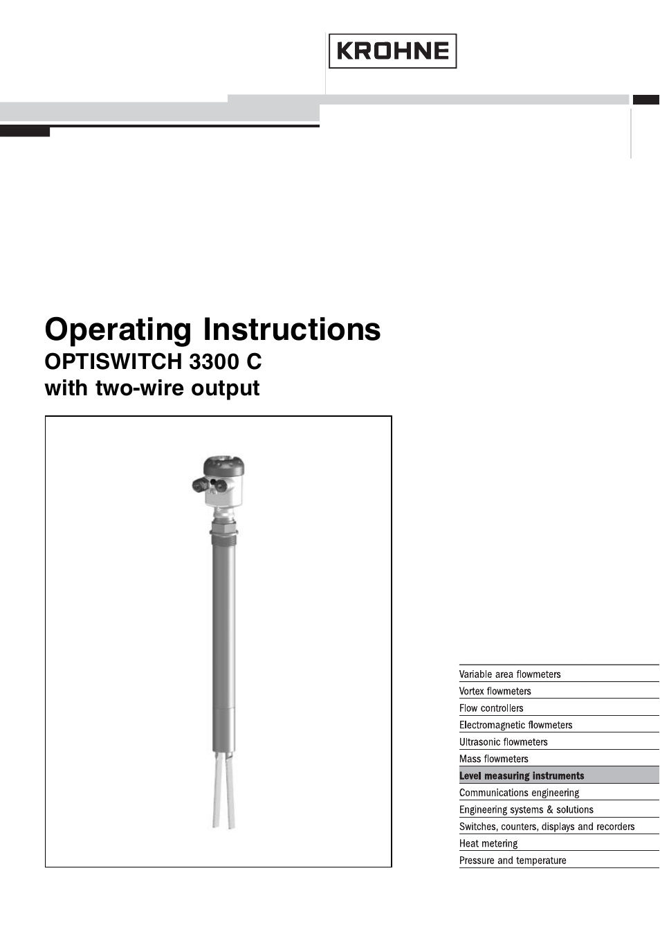 KROHNE OPTISWITCH 3300C 2wire EN User Manual | 36 pages