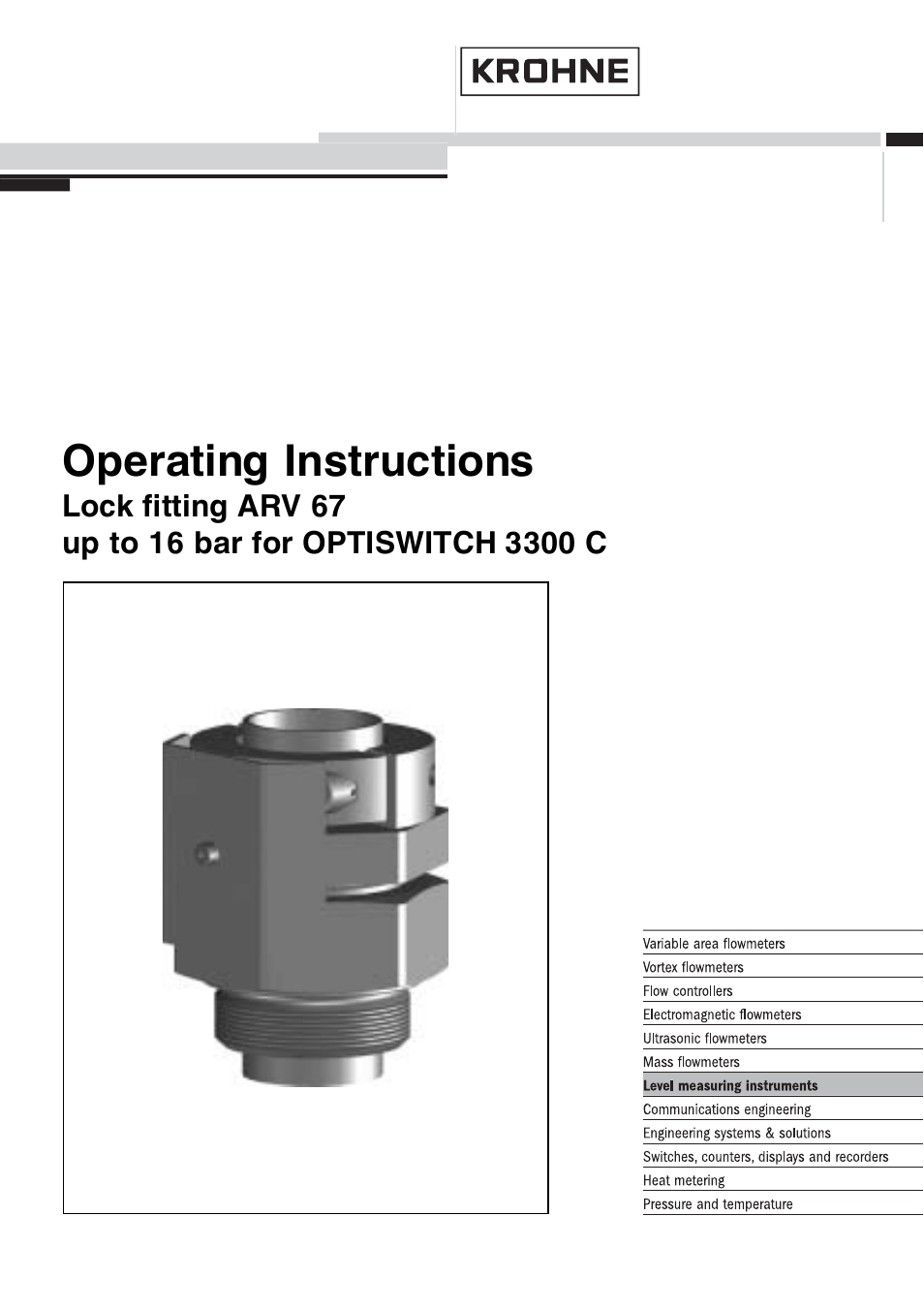 KROHNE OPTISWITCH 3300C ARV33 16bar EN User Manual | 16 pages