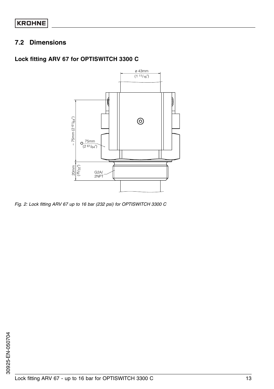 2 dimensions | KROHNE OPTISWITCH 3300C ARV33 16bar EN User Manual | Page 13 / 16
