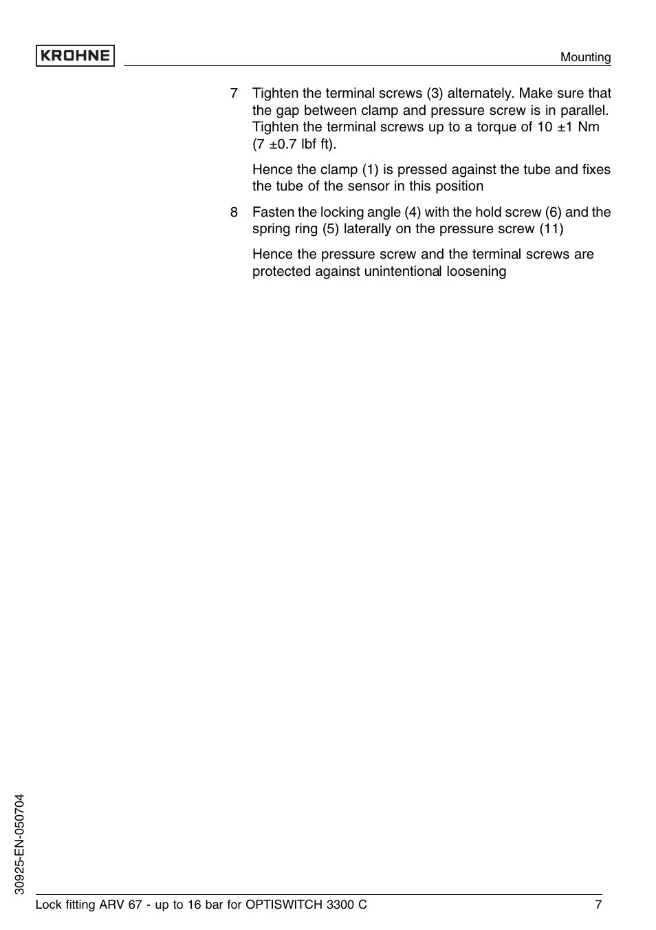 KROHNE OPTISWITCH 3300C ARV33 16bar EN User Manual | Page 7 / 16