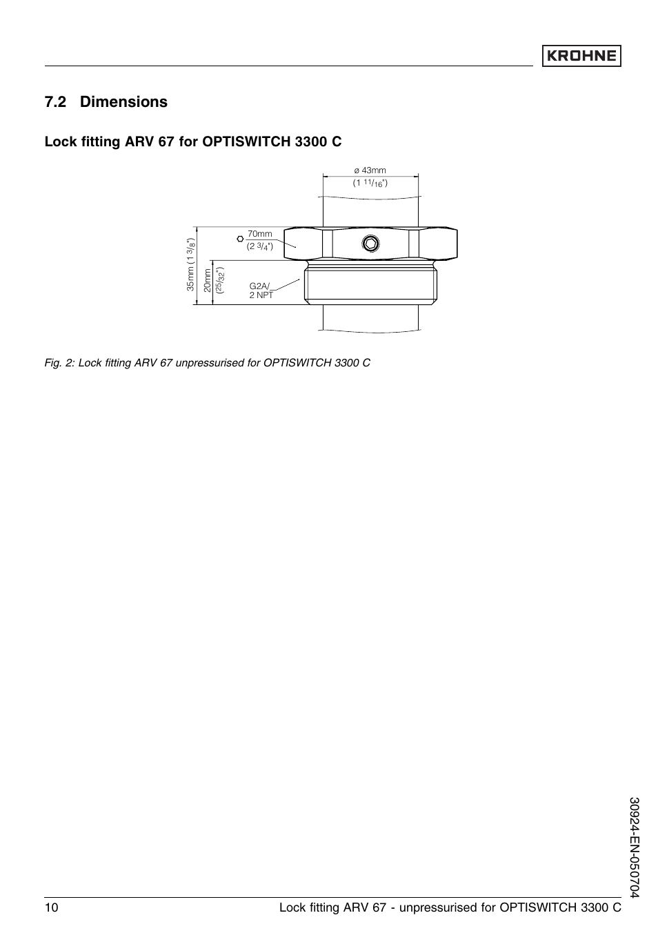 2 dimensions | KROHNE OPTISWITCH 3300C ARV33 unpressurized EN User Manual | Page 10 / 12