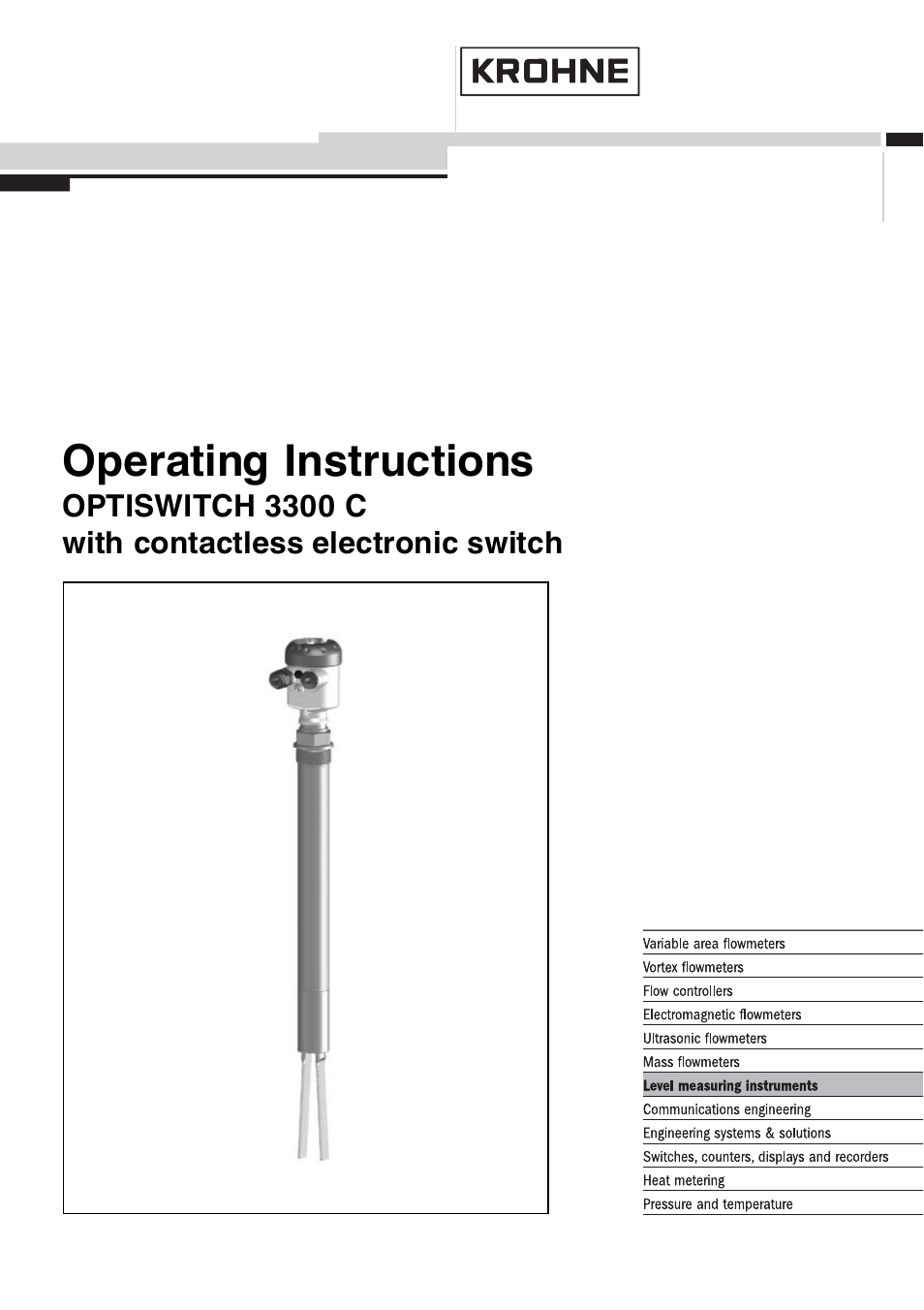 KROHNE OPTISWITCH 3300C Contactless EN User Manual | 36 pages