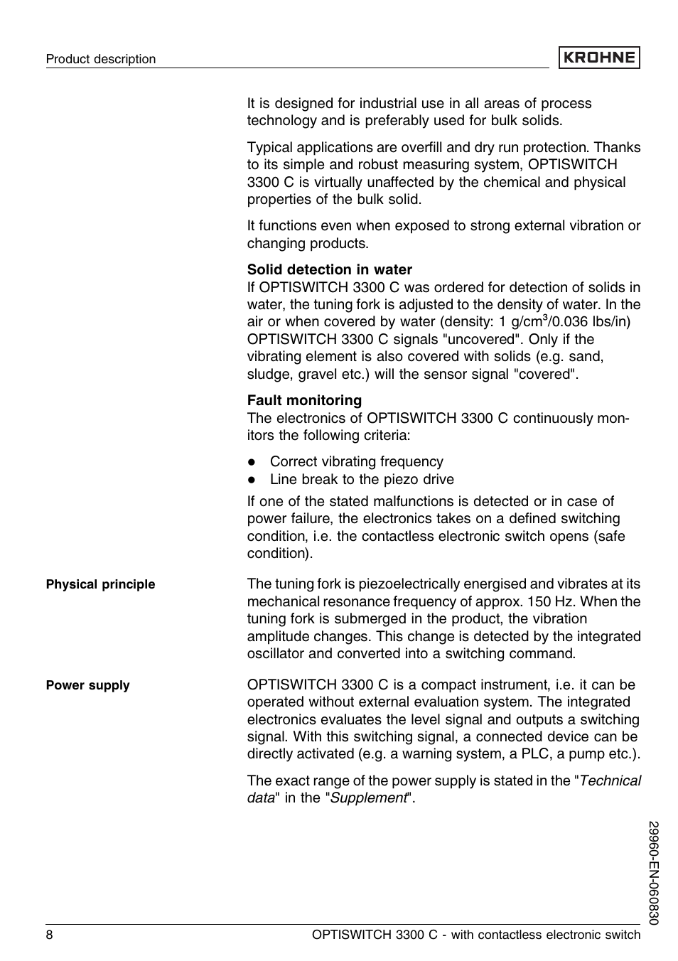 KROHNE OPTISWITCH 3300C Contactless EN User Manual | Page 8 / 36