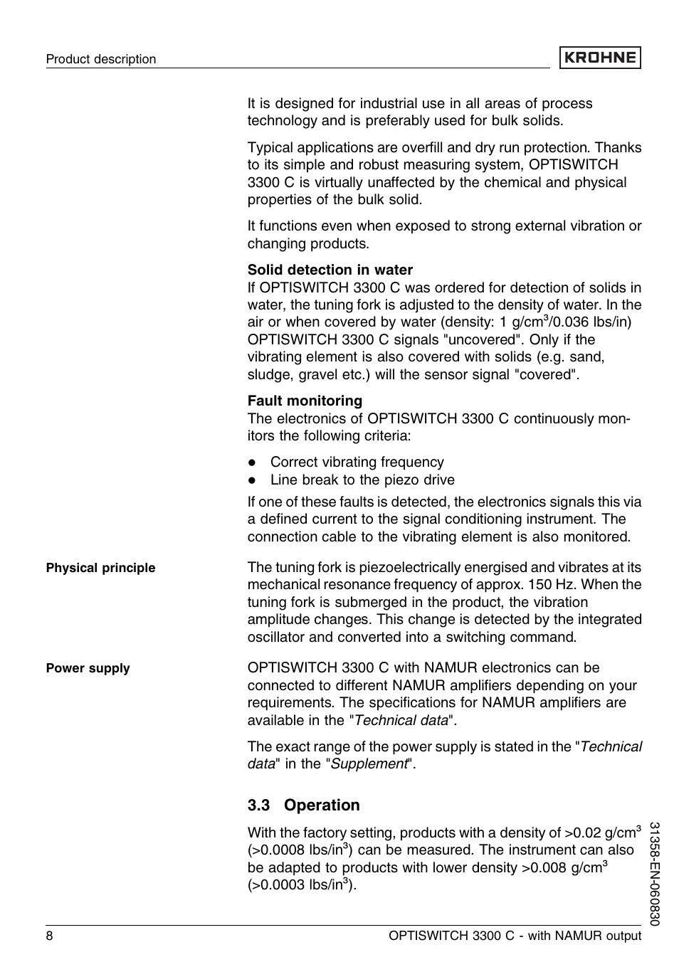 3 operation | KROHNE OPTISWITCH 3300C NAMUR EN User Manual | Page 8 / 40