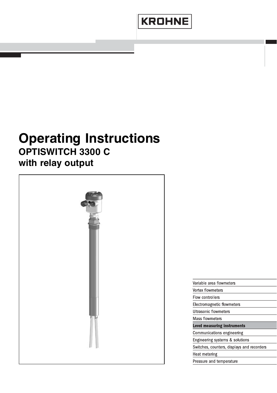 KROHNE OPTISWITCH 3300C Relay EN User Manual | 36 pages