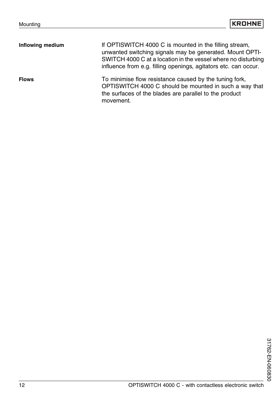 KROHNE OPTISWITCH 4000C Contactless EN User Manual | Page 12 / 32