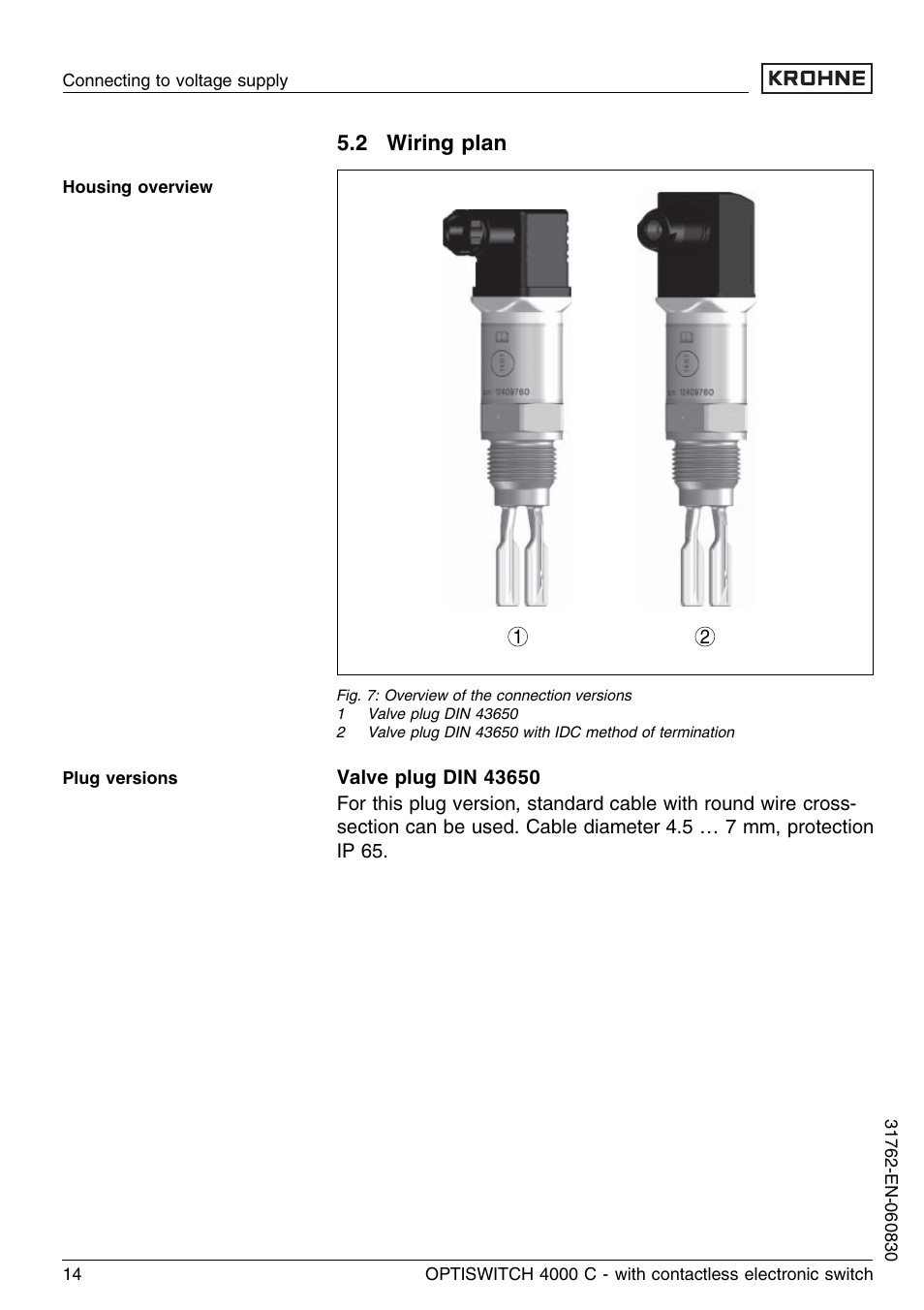 2 wiring plan | KROHNE OPTISWITCH 4000C Contactless EN User Manual | Page 14 / 32