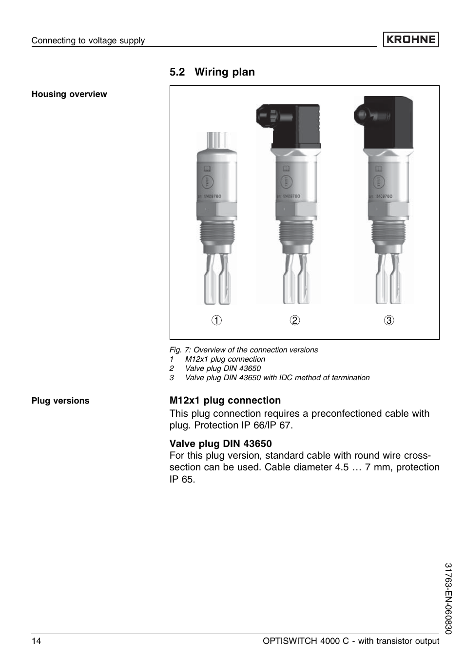 2 wiring plan | KROHNE OPTISWITCH 4000C Transistor EN User Manual | Page 14 / 32