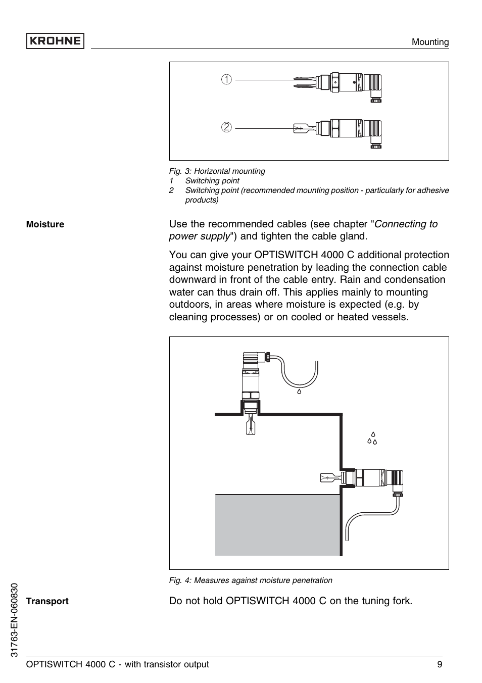 KROHNE OPTISWITCH 4000C Transistor EN User Manual | Page 9 / 32