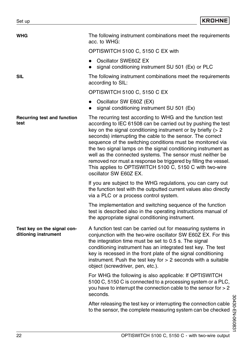 KROHNE OPTISWITCH 5100C 2wire EN User Manual | Page 22 / 36